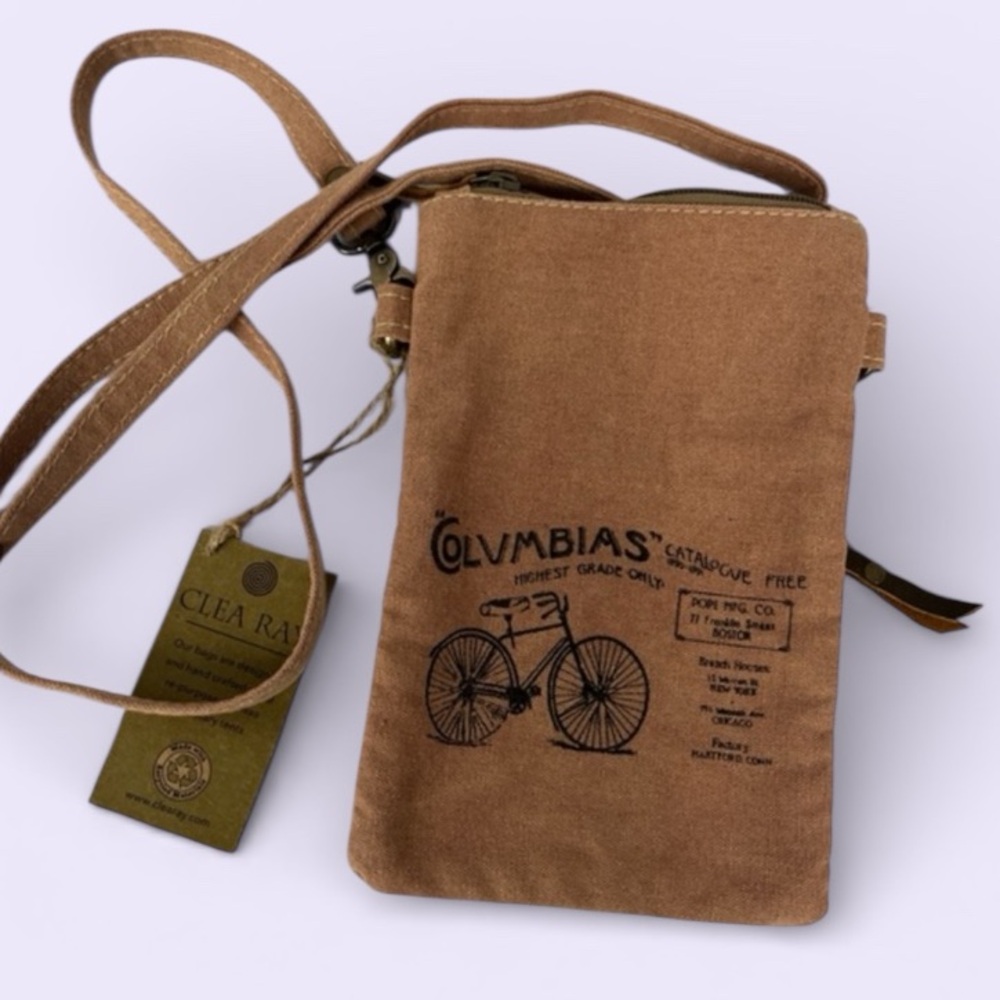 CLEA RAY Upcycled Repurposed Canvas Pouch Zip Utility Bag Purse